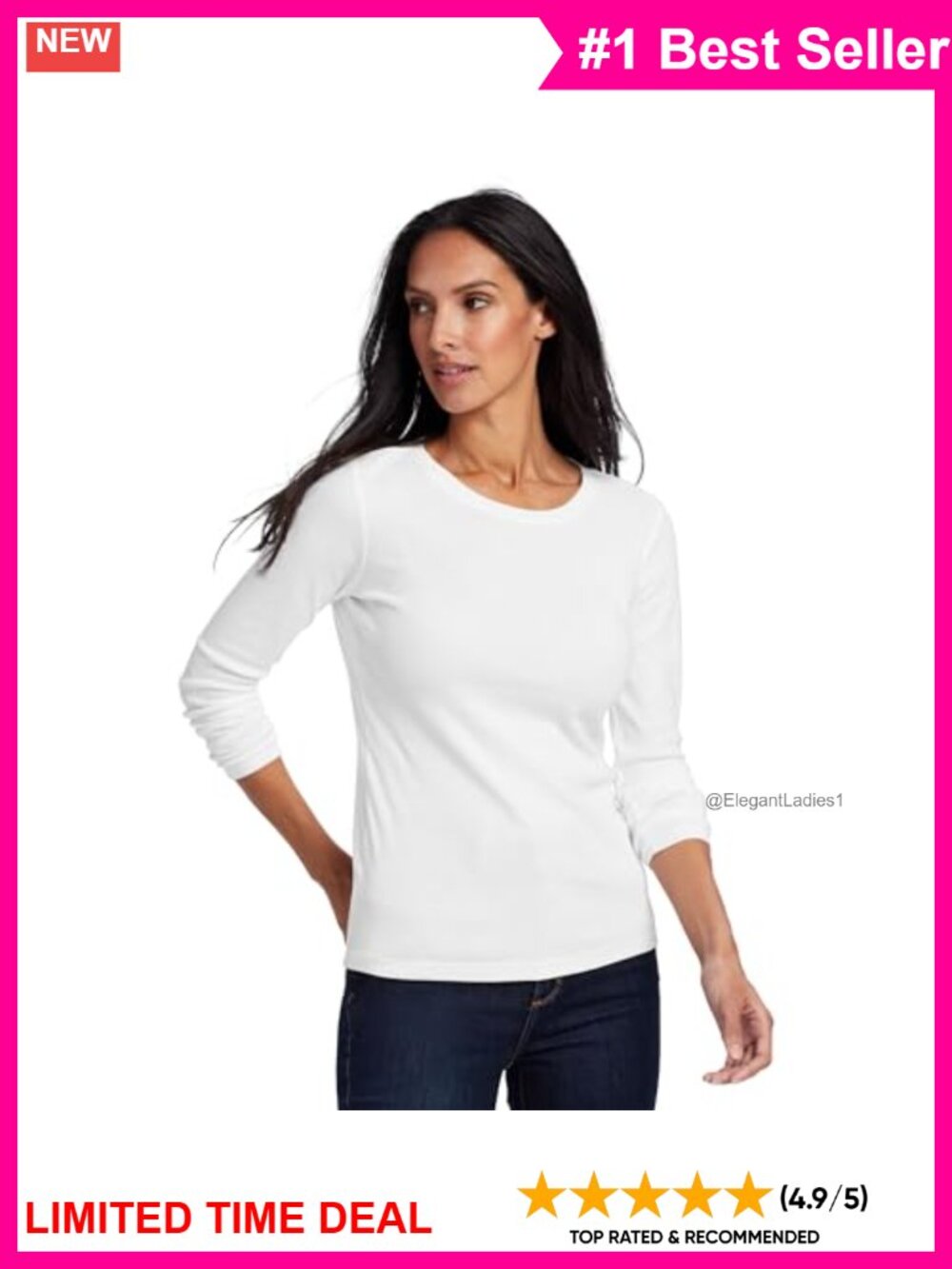 Womens Favorite Long Sleeve Crewneck Tee Soft Ribbed Knit